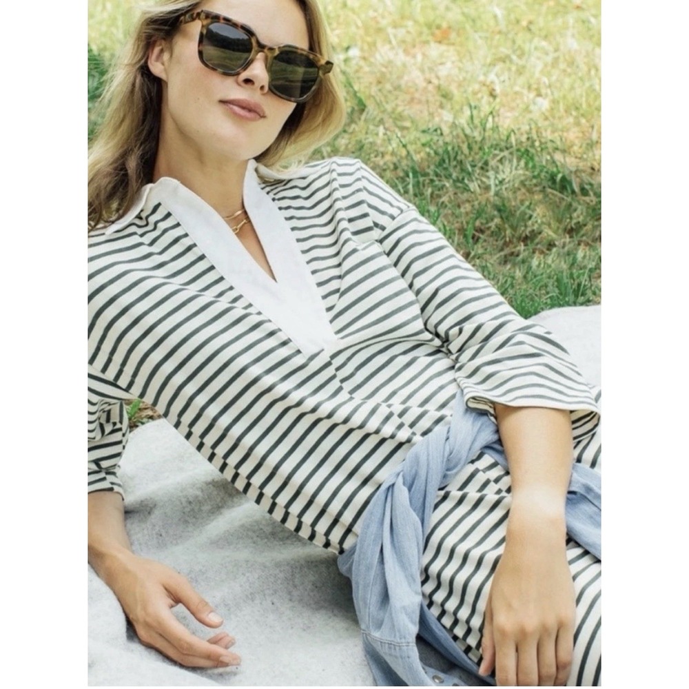 Tuckernuck Ashton Knit Polo Knit Shirt Dress M Striped Preppy Collared Mini